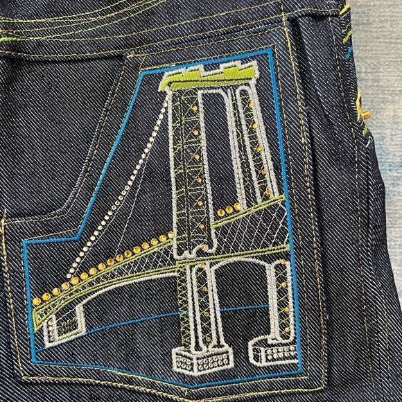 NWT! Girls Passport Dark Wash Embellished Embroidered Bootcut Jeans Size 8 - Picture 7 of 13